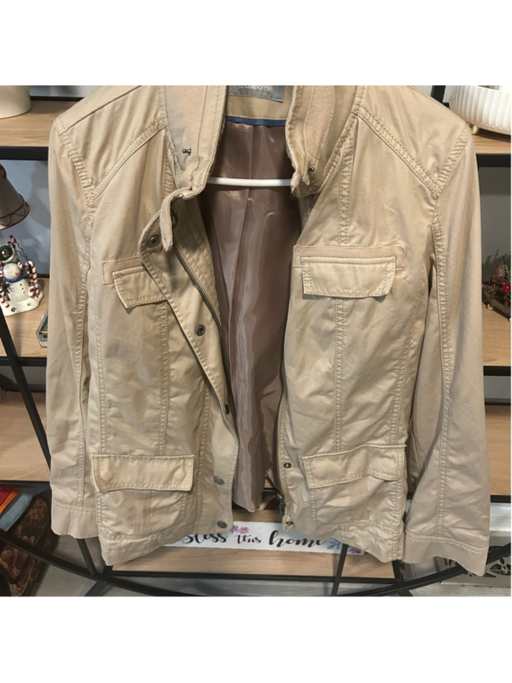 Liz Claiborne Beige Jacket pockets Womans large